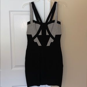 Bebe black and silver bandage dress